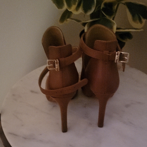 MICHAEL Michael Kors Brown Peep-Toe Heeled Boots - Picture 3 of 6